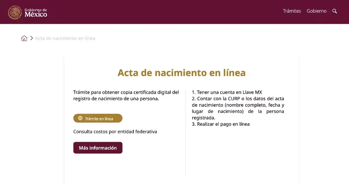 Para acceder al documento, los usuarios deben iniciar sesión con su cuenta Llave MX en el sitio oficial www.miregistrocivil.gob.mx miregistrocivil.gob.mx