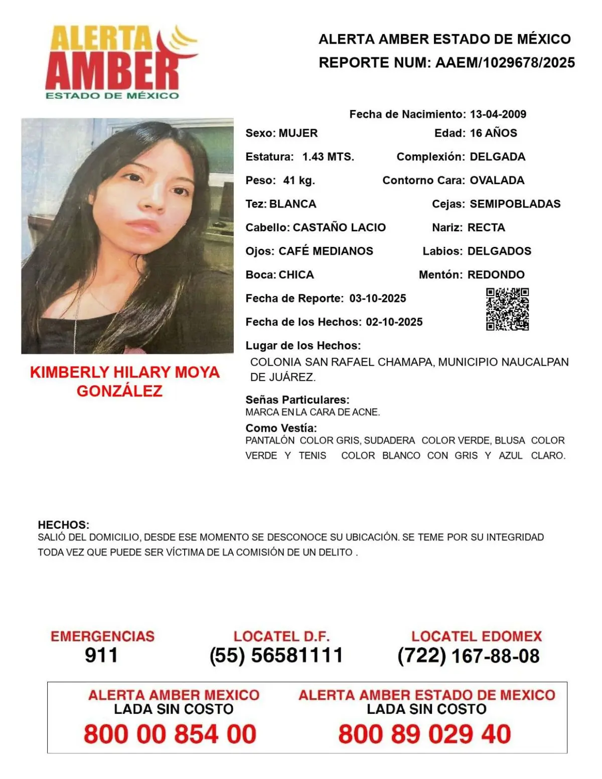 Ficha de búsqueda de Kimberly Hilary Moya González Especial