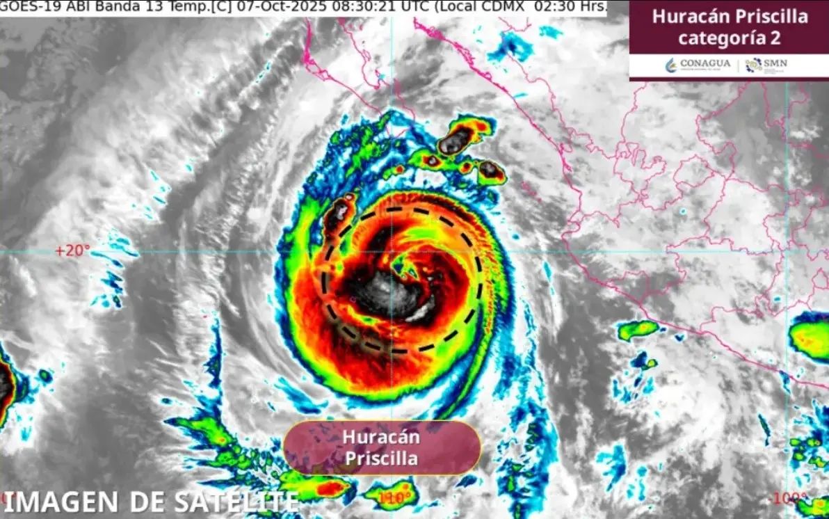 Así se ve el huracán Priscilla. Conagua.