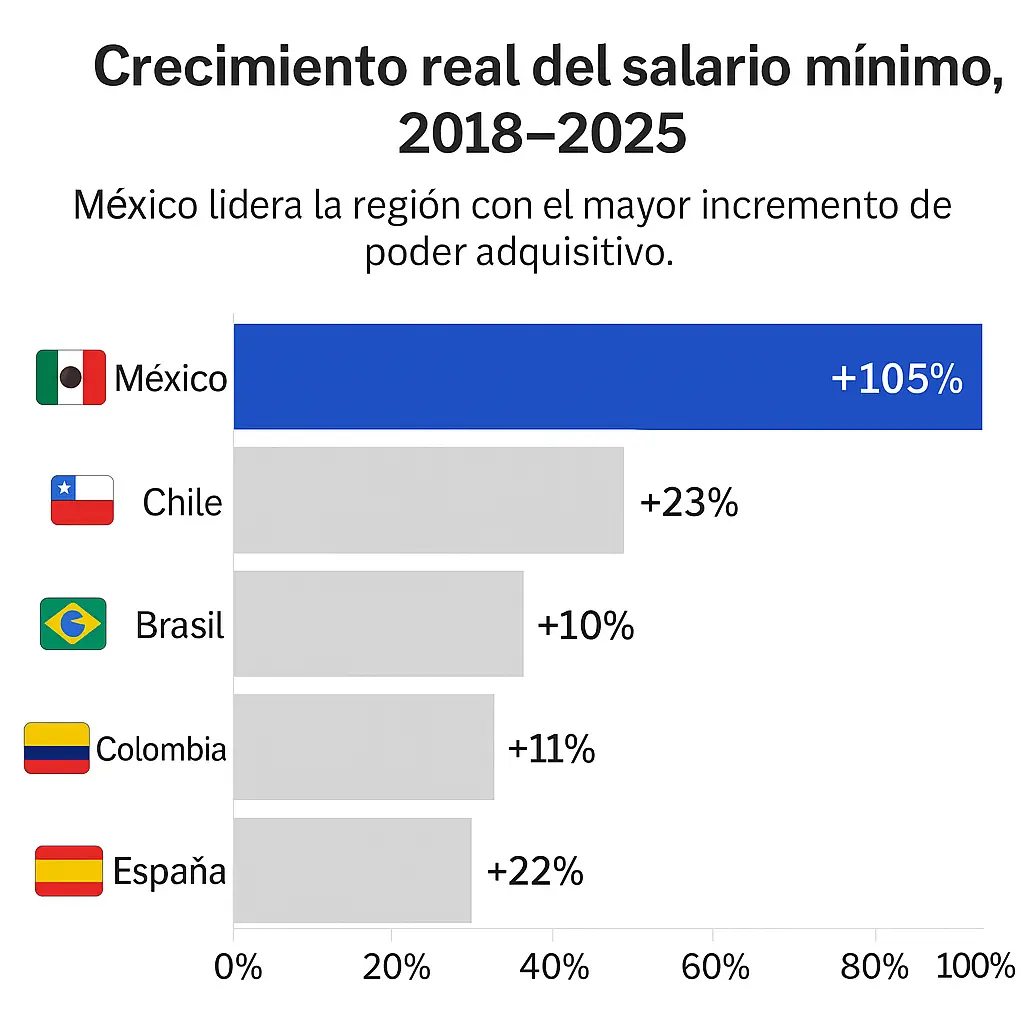 Crecimiento real del salario mínimo 2018-2025 Especial