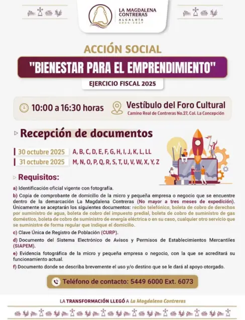 El registro podrá realizarse de manera presencial o en línea. Alcaldía Magdalena Contreras.
