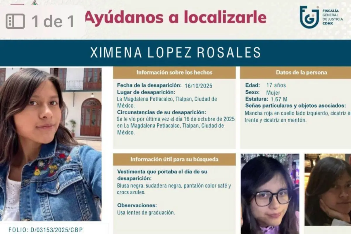  Ximena López fue a recoger a su hermanito a la escuela… y desde entonces está desaparecida. 
