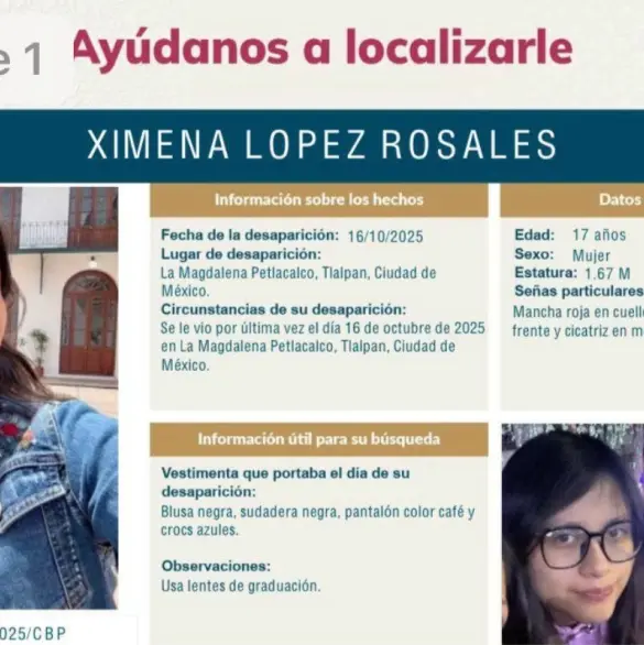Ximena López fue a recoger a su hermanito a la escuela... y desde entonces está desaparecida.