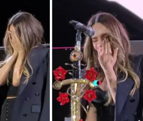 Belinda rompe en llanto en pleno concierto tras demanda de Lupillo Rivera