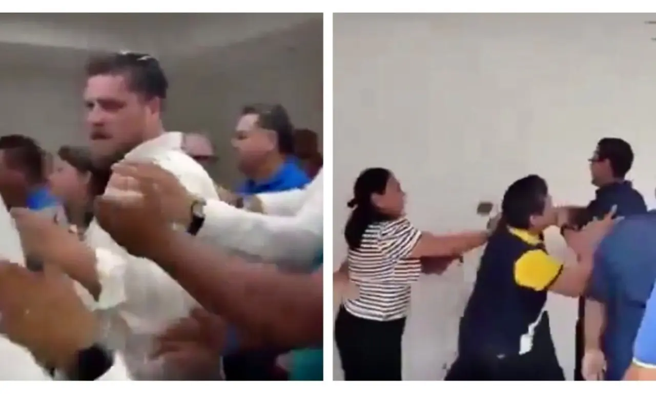  Batalla campal en el PAN Campeche: sillazos y empujones durante la asamblea | VIDEO 
