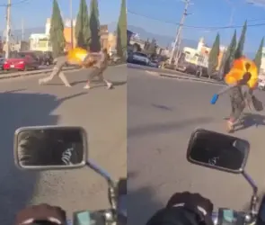 VIDEO: Tragafuegos y limpiavidrios protagonizan insólita pelea en la calle y se vuelven virales