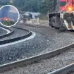 Momento exacto en que tren cargado con combustible se descarrila y explota en Hidalgo