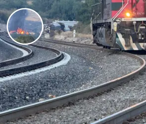 Momento exacto en que tren cargado con combustible se descarrila y explota en Hidalgo