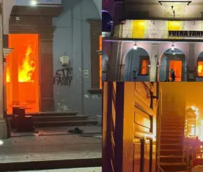 Arde Palacio de Apatzing&aacute;n: viuda de Carlos Manzo pide protestas pac&iacute;ficas