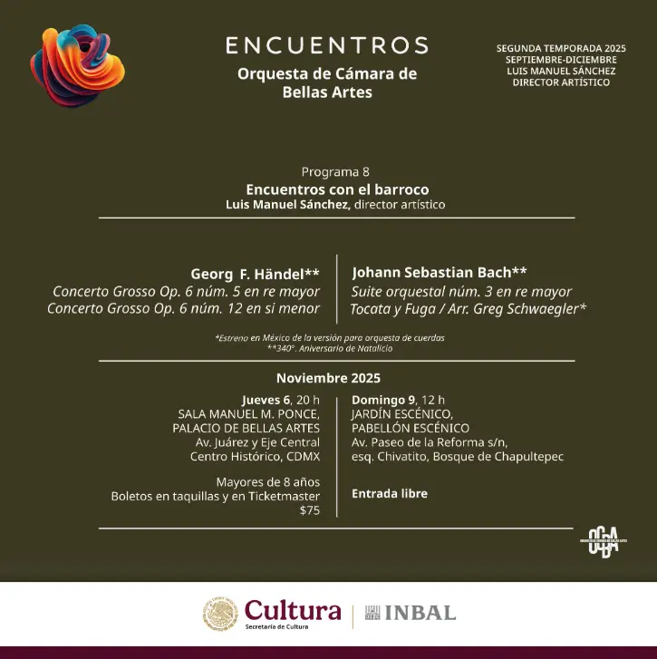 El espectáculo forma parte del ciclo "Encuentros con el barroco", un programa que busca acercar la música sinfónica a todo tipo de públicos. Facebook.