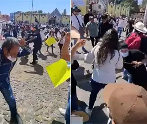 Le rompió la cabeza: Joven arroja piedra a abuelito en Marcha Generación Z