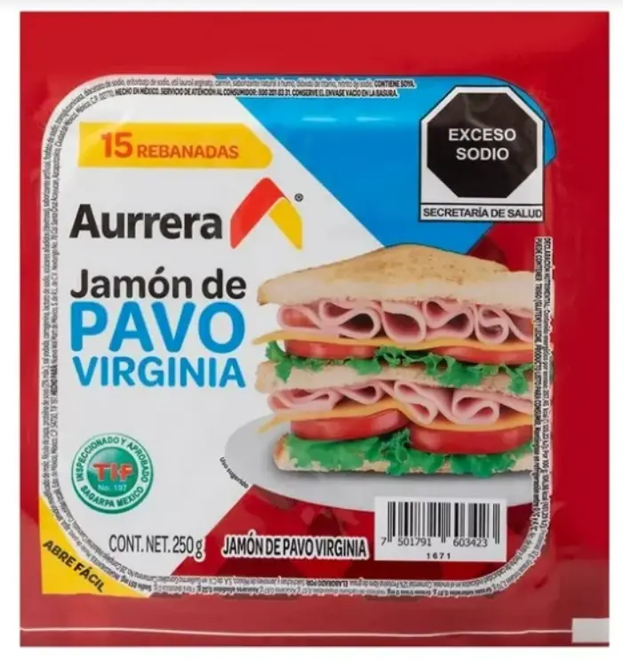 Jamón de pavo de la marca Bodega Aurrera. Especial
