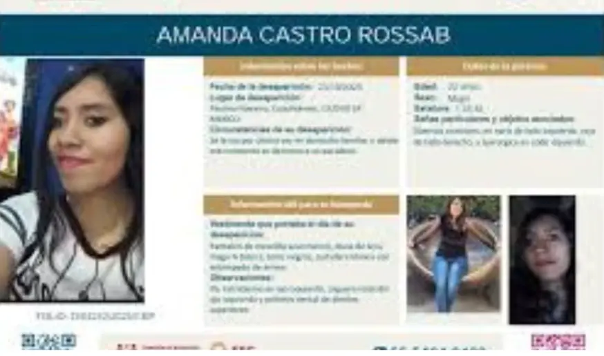 El pasado 23 de octubre la joven fue reportada como desaparecida y se emitió su ficha de búsqueda. Especial