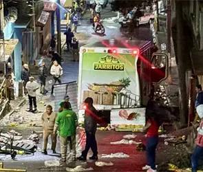 Momento exacto en que camión de Jarritos pierde el control y choca contra una casa en Paso Florentino en Álvaro Obregón