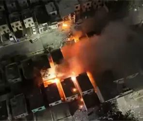 Momento exacto de la explosión de pirotecnia que causó el incendio en Pesquería; hay tres fallecidos