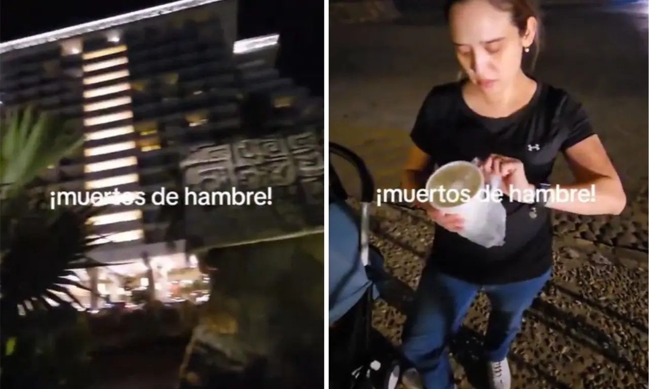  La familia tuvo que comer en la calle ante la negativa del hotel. 