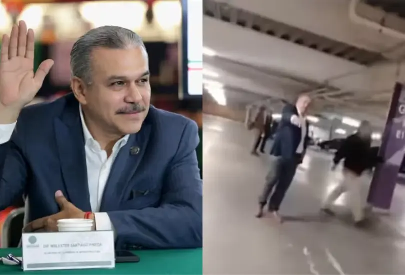 Así fue captado el diputado Wblester Santiago Pineda agrediendo al personal de seguridad de la Plaza Metepec.
