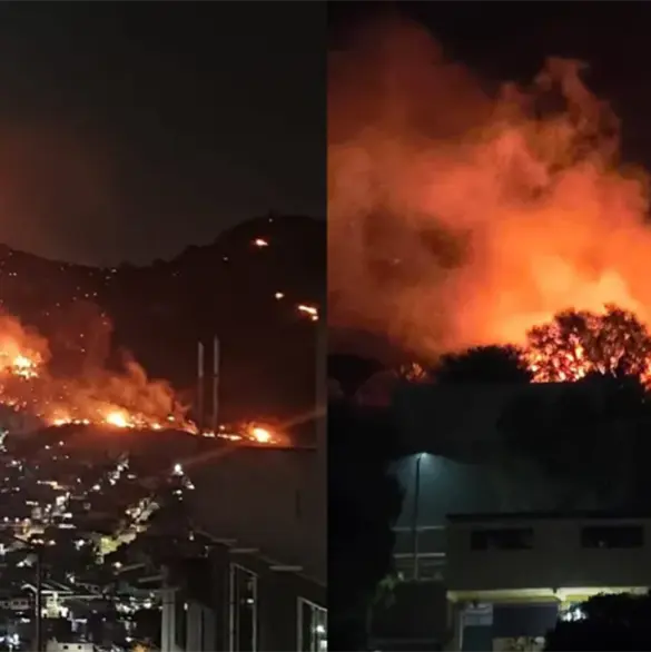 Fuerte incendio devora el cerro de Loma de Tepeolulco en Ecatepec