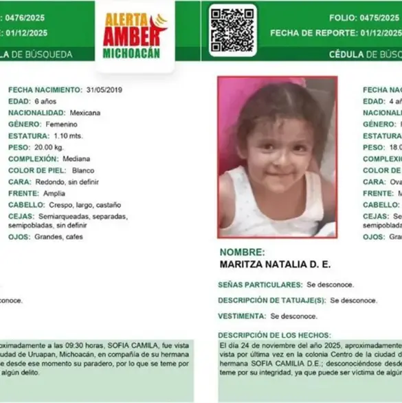 Buscan a Sofía Camila y Natalia, hermanitas desaparecidas en Uruapan tras feminicidio de su madre Buscan a Sofía Camila y Natalia, hermanitas desaparecidas en Uruapan tras feminicidio de su madre