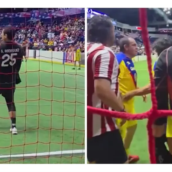 Cuauhtémoc Blanco golpea a portero de Chivas en partido de leyendas