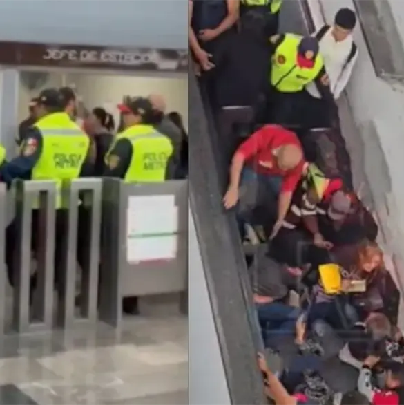 Accidente en la Línea 9 del Metro: usuarios caen de escaleras eléctricas en Ciudad Deportiva Accidente en la Línea 9 del Metro: usuarios caen de escaleras eléctricas en Ciudad Deportiva