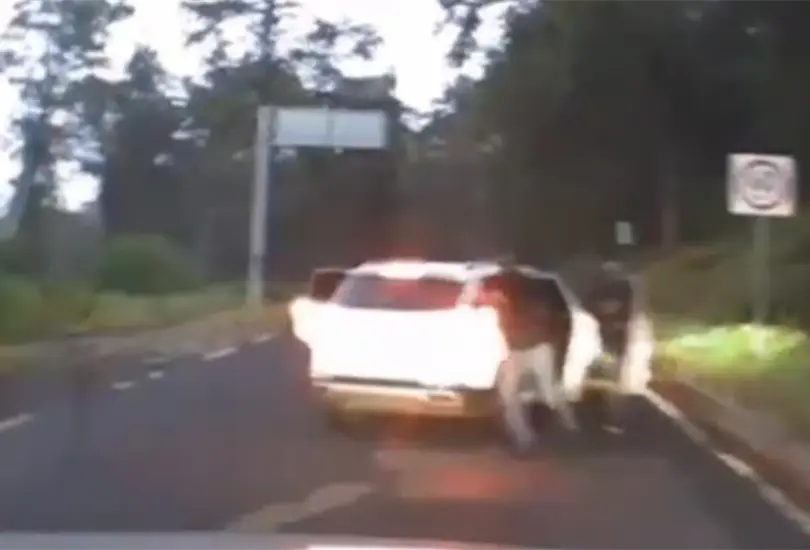 Así fue el momento en que una pareja se salvó de intentó de asalto en la México-Cuernavaca.