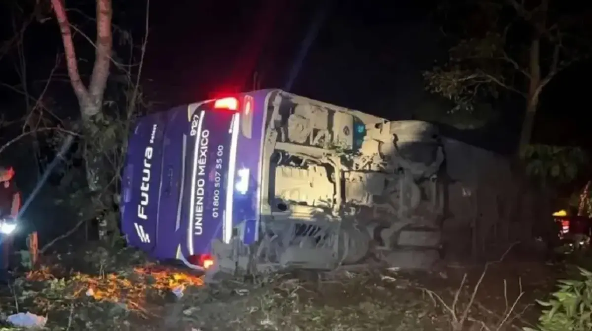  Autobús cae a un barranco en Hidalgo y deja cinco muertos y decenas de heridos. 
