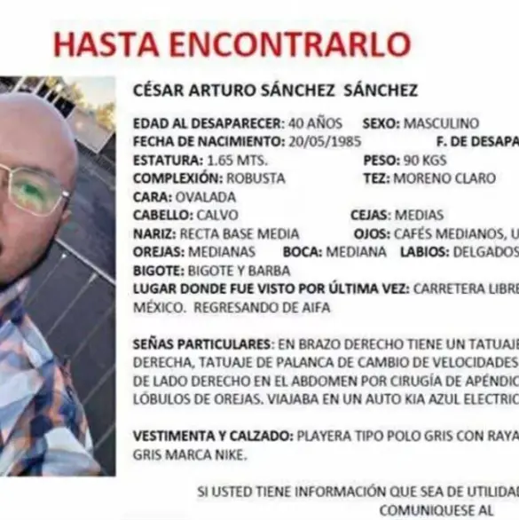 Caso César Arturo: Chofer de Uber desaparece en Edomex tras hacer un viaje al AIFA Caso César Arturo: Chofer de Uber desaparece en Edomex tras hacer un viaje al AIFA
