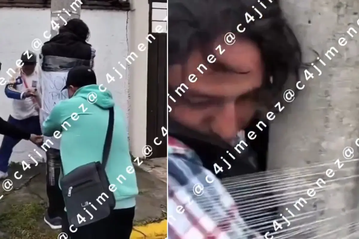  "Agarramos a un ratero": Exhiben, golpean y emplayan a hombre acusado de vender licencias falsas en Tláhuac 