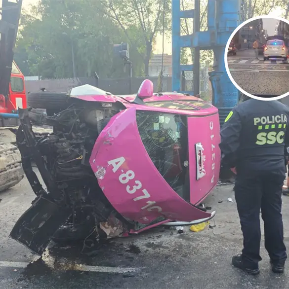 Difunden video de &uacute;ltimos momentos con vida del taxista que destroz&oacute; su auto en Tlalpan