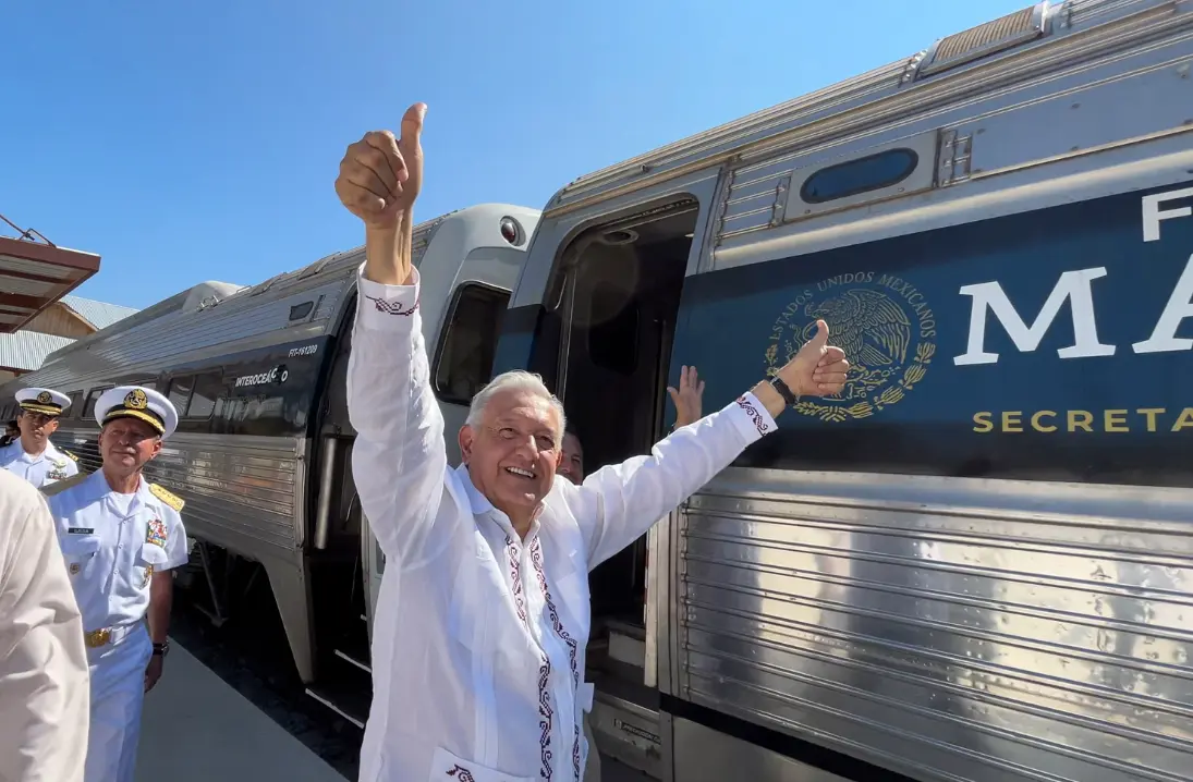 La versión actual del Tren Interoceánico fue desarrollada durante el sexenio del expresidente Andrés Manuel López Obrador. Gobierno de México.