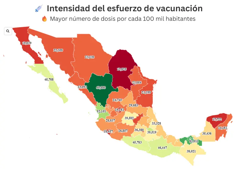 El mapa de vacunación por estado. Mauricio Hernández | Quinto Poder.