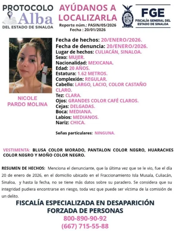 Ficha de búsqueda de la influencer Nicole Pardo Molina. Especial