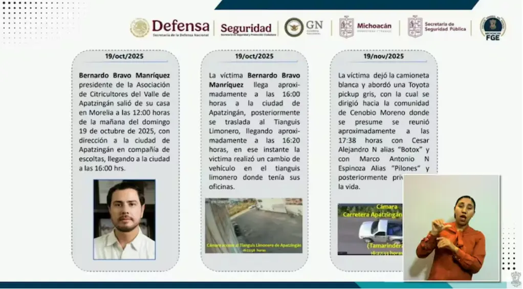 Cronología del asesinato de Bernardo Bravo. Especial