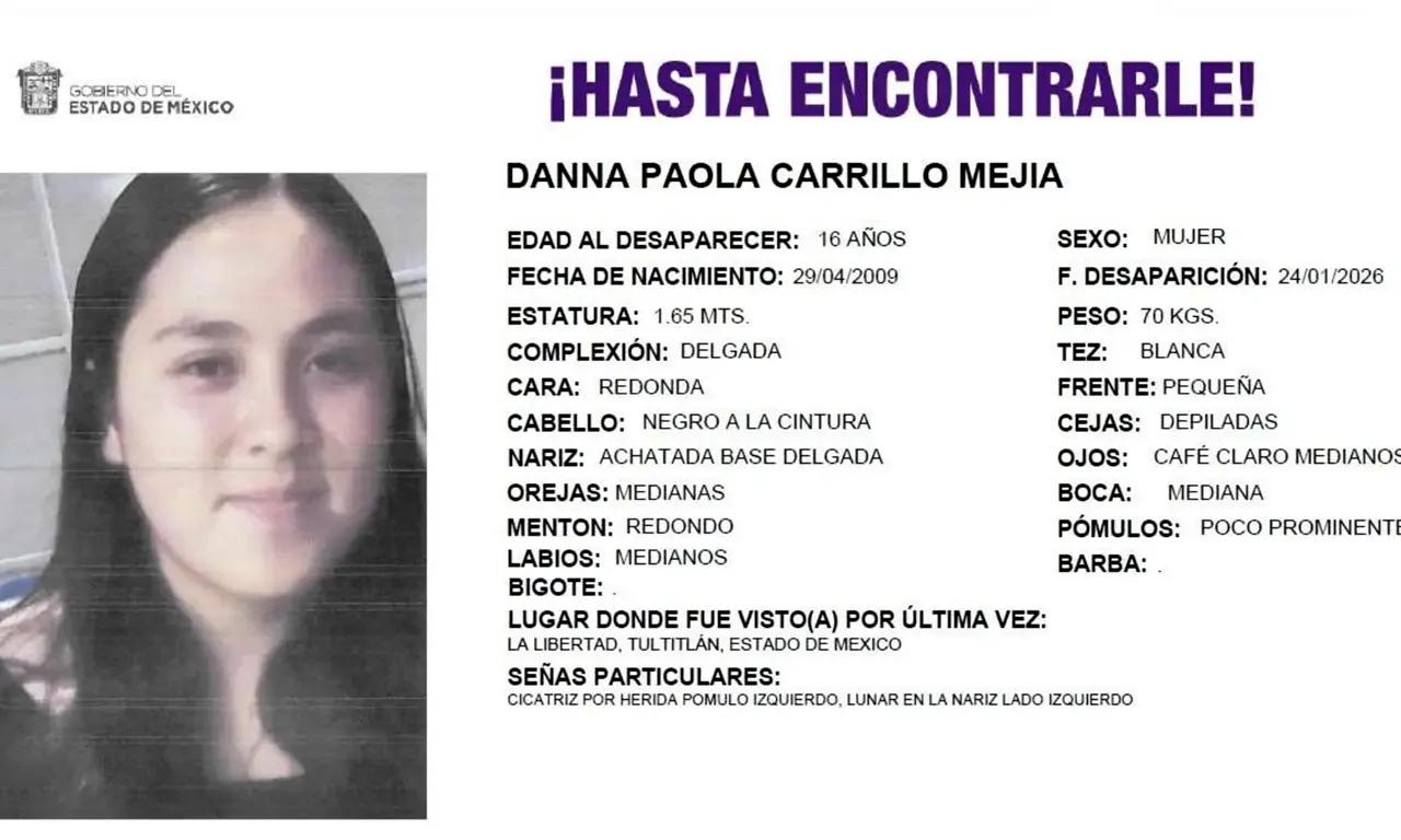  “Salió a la iglesia y no volvió”: buscan a Danna Paola, adolescente desaparecida en Tultitlán 