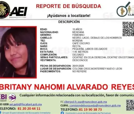 Caso Britany Nahomi: quincea&ntilde;era desaparece tras salir por una chamarra en Monterrey