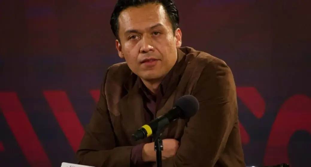 Marx Arriaga durante una conferencia de Claudia Sheinbaum. Especial