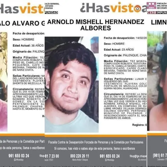 Roberto, Arnold y Limne desaparecieron el 14 de febrero; sus cuerpos fueron hallados calcinados en camioneta en Palenque