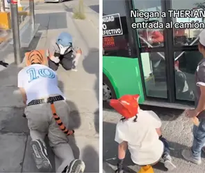 Chofer impide la entrada de un grupo de therians a un cami&oacute;n de Nuevo Le&oacute;n