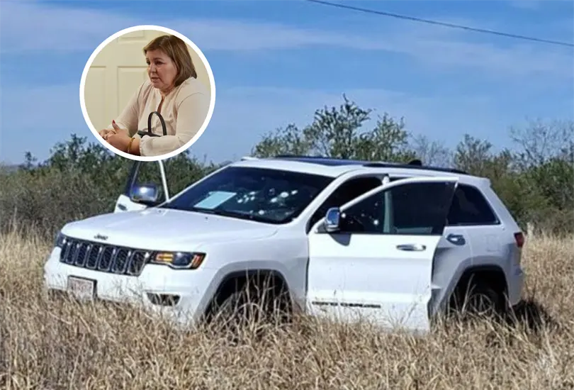 La camioneta donde viajaba la alcaldesa.