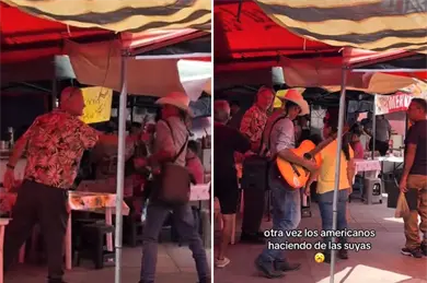 Comerciantes enfrentan a extranjero que agredi&oacute; a m&uacute;sico por tocar en un tianguis de Nayarit