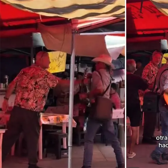 Comerciantes enfrentan a extranjero que agredi&oacute; a m&uacute;sico por tocar en un tianguis de Nayarit