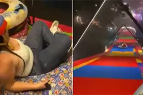 Impacto fatal: mujer muere tras salir proyectada de un tobog&aacute;n desde varios metros | VIDEO