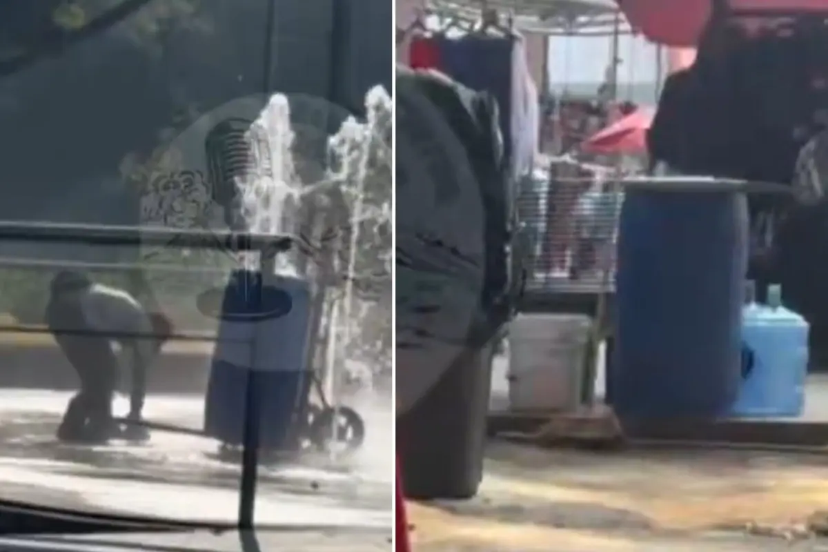  Captan a sujeto usando agua de fuente pública para puesto de tacos en el Centro Histórico de CDMX 