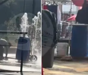 Captan a sujeto usando agua de fuente p&uacute;blica para puesto de tacos en el Centro Hist&oacute;rico de CDMX