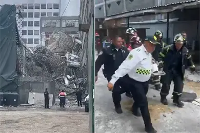 Colapsa edificio en San Antonio Abad; buscan a trabajadores bajo escombros