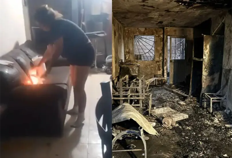 Las llamas se propagaron por la planta baja del domicilio mientras el hombre le suplicaba que apagara el fuego.