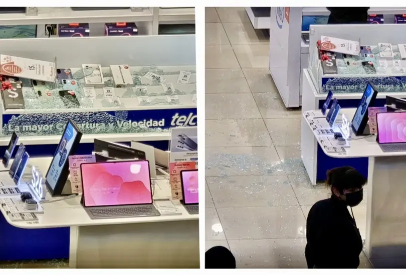 Rompen vitrinas y roban celulares: hombres asaltan Sanborns de Plaza Metr&oacute;poli Patriotismo | VIDEO