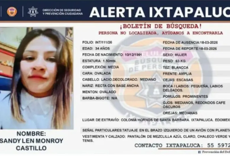 Sandy Monroy fue vista por última vez al salir a comer de un verificentro en Ixtapaluca Sandy Monroy fue vista por última vez al salir a comer de un verificentro en Ixtapaluca