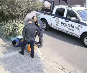 Polic&iacute;a es suspendido tras golpear sin raz&oacute;n alguna a jardinero en Coyoac&aacute;n